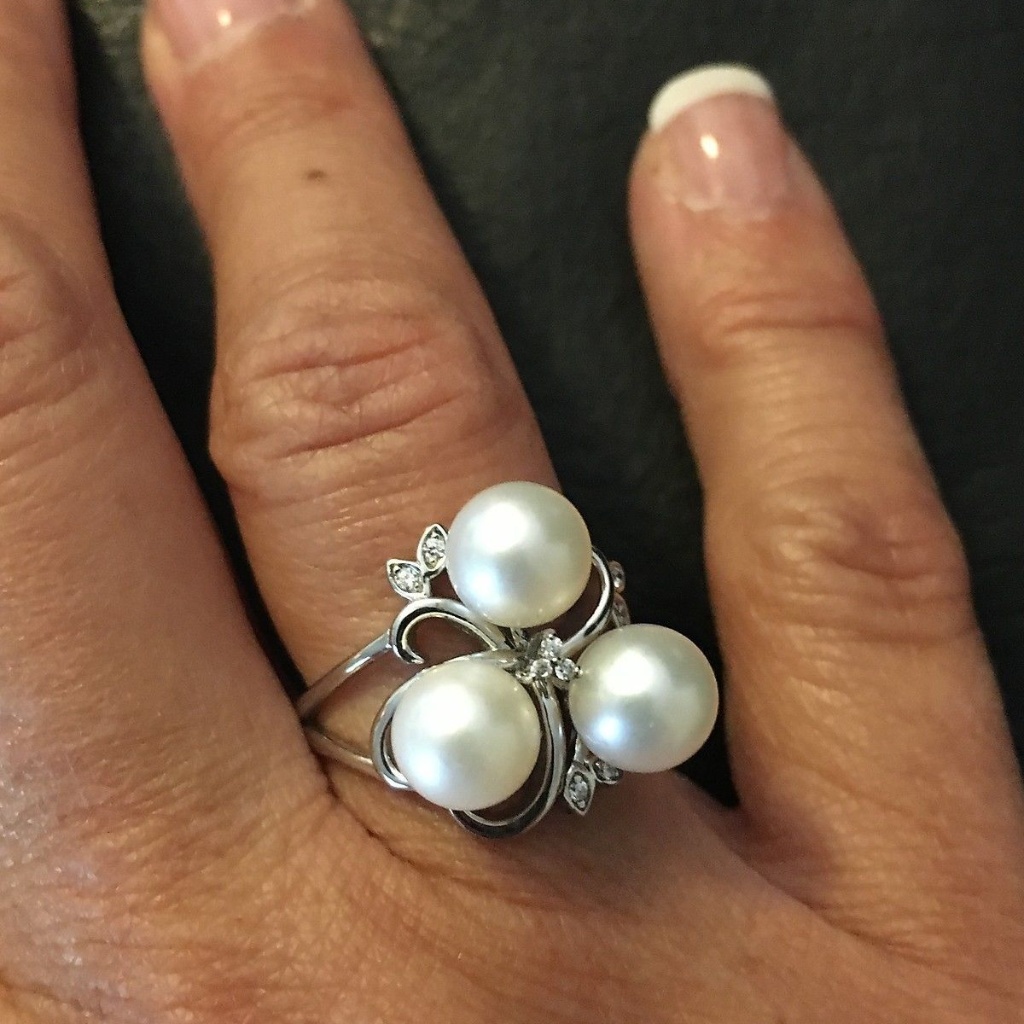 .925 Silver Pearl & Topaz Tropical Midnight Ring